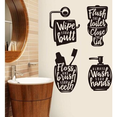 Set Of 4 Bathroom Quotes Wall Decal Toilet Quote Decal WC Bathroom Toilet Washroom Vinyl Wall Sticker for Bathroom Decor C768