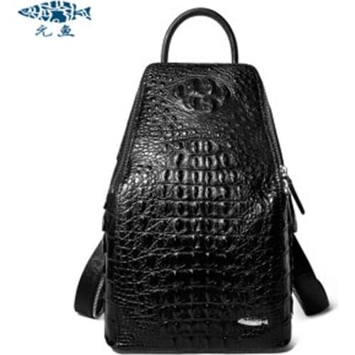 Yuanyu new 2021 crocodile men chest bag import crocodile bag large capacity high-end female crocodile bag