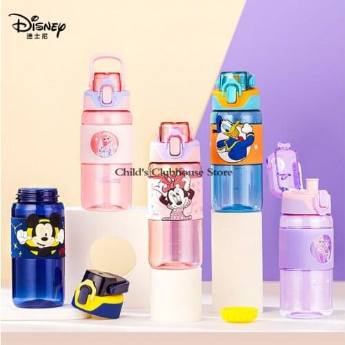 Disneys New Direct Drinking Sports Water Cup Transparent Material Childrens Cartoon Mickey Mouse Cute Plastic Cup with Handle