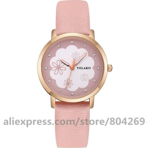 Wholesale Fashion Men Flower Rose Case Watches For Women Leather Quartz Watch Casual Women Quartz Dress Wrist Watch