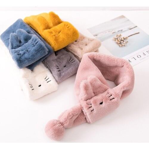 Autumn and Winter Warm Thick Plush Scarf Cute Cartoon Rabbit Children Scarf Boys and Girls Cross Scarf Cosplay 2021