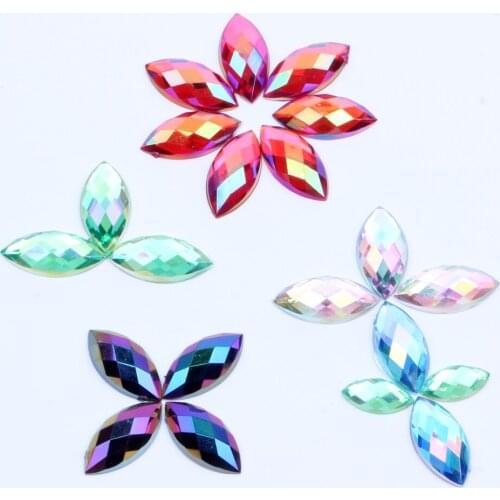 Big Package Acrylic Flat Back Rhinestone Many Sizes AB Colors Marquise Earth Facets Glue On Beads Dress Scrapbooking DIY Jewelry