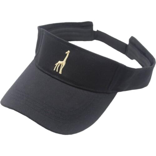 Casual Style Womens Visor Cap Embroidery Giraffe Animal Pattern Summer Men Visors Black Beige Yellow Blue