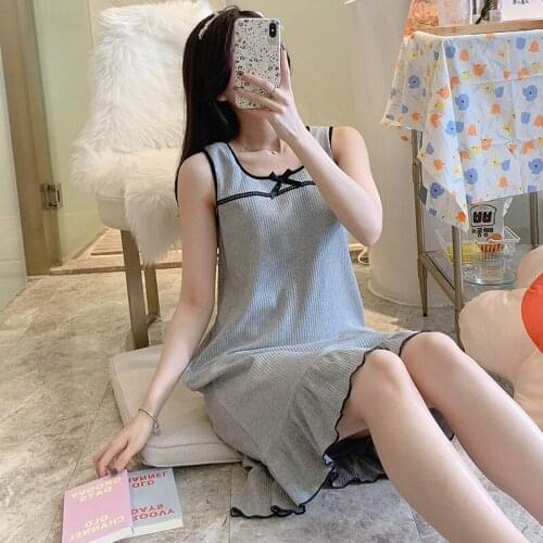 Sexy Sleeveless Modal Sleepwear Women Summer Vest Dress Plus Size Nightwear Sweet Girls Nightgowns Casual Nightshirt M-3XL