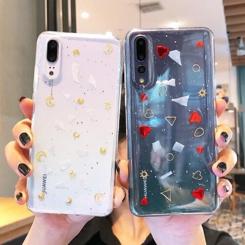 Conch Shell Glitter Phone Case For Huawei P30 P20 Pro Lite Mate 20X 20 Honor 8X 9X 10 V10 V20 Nova 3 3i 4e 5 5i Moon Clear Cover