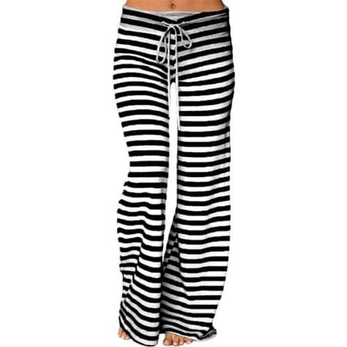 Plus Size Pants 2021 Ladies Leggings Fashion Striped High Waist Elastic Loose Wide-leg Pants Dancing Pants Quick-drying Pants