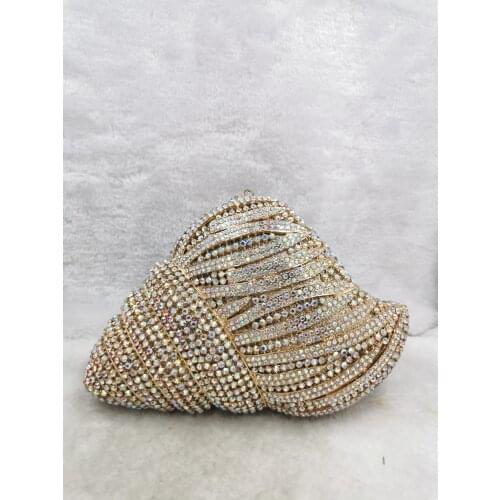 Women Gold Blue Green Color Crystal Diamond Evening Bags Hard Case Hand Made Diamond Minaudiere Handbags Animial Clutch Purse