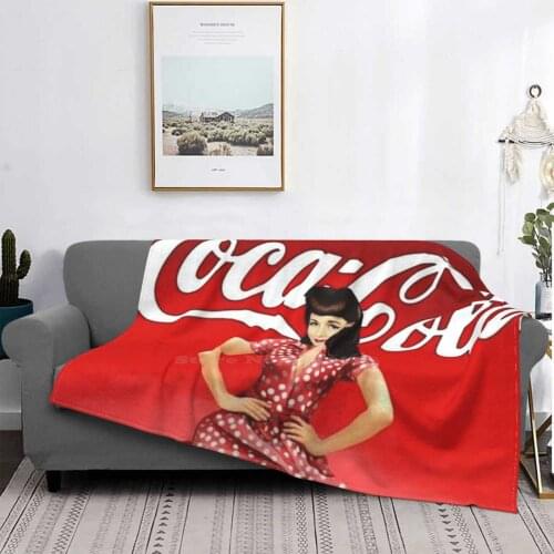 Pin Up Girl Creative Design Comfortable Flannel Blanket Coke Girls Up Red Vintage Selling Pinup Recent 50S Soda Top Trending Up