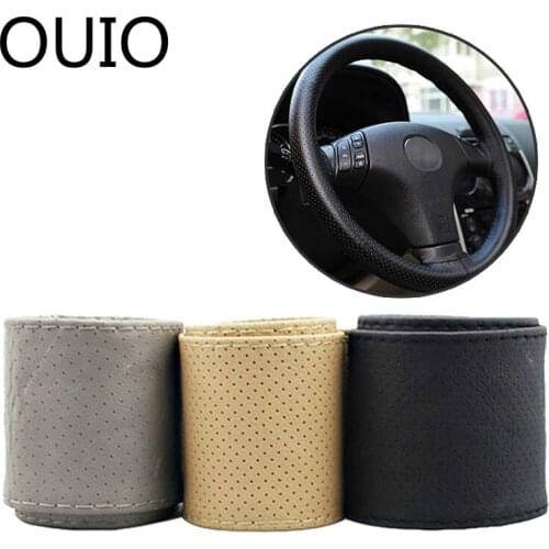 1Set Car steering wheel cover Leather Hand stitching For Toyota Corolla Avensis RAV4 CHR Renault Dacia Duster Logan Scenic 2 3 4