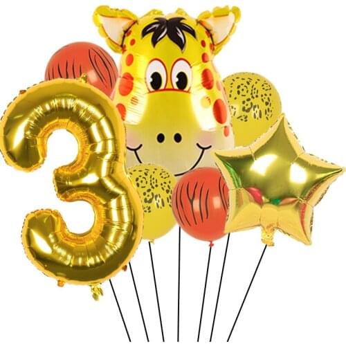 1set Safari Party Theme Animal Ballons Jungle Party Zoo Helium Foil Air Balloon Kids Birthday Party Decorations Baloon Kit Balon