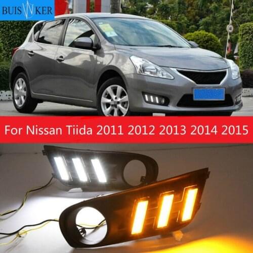1 Pair For Nissan Tiida 2011 2012 2013 2014 2015 of 12V Car Auto LED Daytime Running Light Lamp DRL Fog Lamp Cover Fits