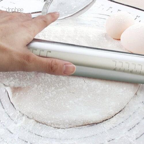 Dophee 1pc Adjustable Rolling Pin Fondant Cake Roller Dough Rolling Pin Bakeware Tools with 4 Removable Thickness Rings