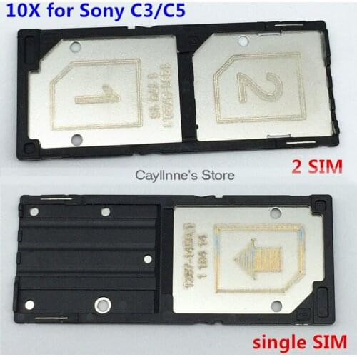 10pcs Single Dual SIM Card Slot Tray Holder Adapter Replacement Parts For Sony Xperia C3 D2533 D2502 S55T C5