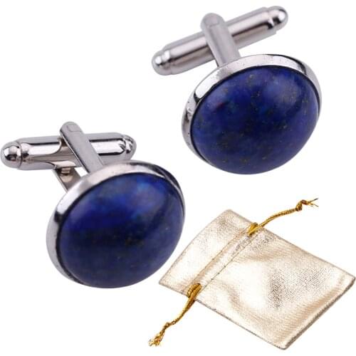 2pcs Metal Blue lapis lazuli Stone Cufflinks Mens Shirts Cufflinks Groom Wedding Business Shirt