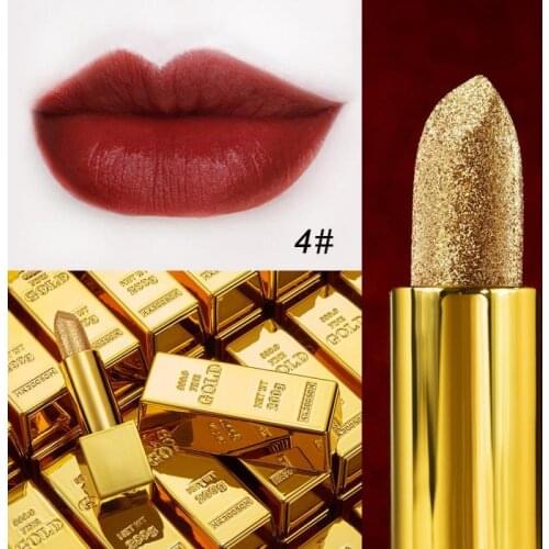 2021 Gold Lipstick Square Lipstick Matte Lipstick Long Lasting Flow Gold Yeast Color Shell Lip Glaze Support Dropship