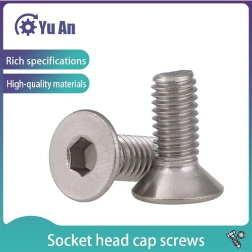 316 Stainless Steel Countersunk Hexagonal Socket Screws Flat Head Hex Socket Screw Long Bolts M4-M10 DIN7991 2PCS