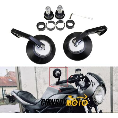 7/8" 22mm Round Motorcycle Rear View Mirrors Motorbike Handle Bar End Rear Side Mirrors For SUZUKI SV650 Honda Yamaha Harley