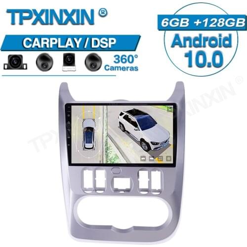 Android 10 For Renault Logan 2009-2013 360 HD Auto Surround View Camera Car Multimedia Player Stereo Radio GPS Navigtion 6+128G