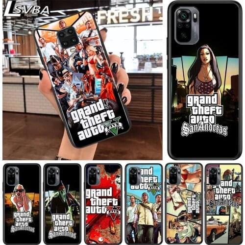 Grand Theft Auto GTA for Xiaomi Redmi Note 10 10S 9 9T 9S 9Pro Max 8T 8Pro 8 7 6 5 Pro 5A 4X 4 Soft Black Phone Case