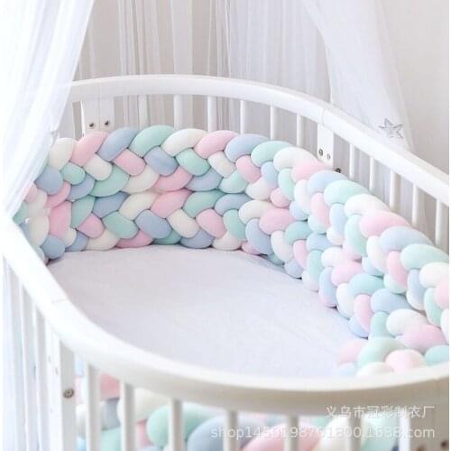 2.2M Baby Bed Bumper Knot Braid Pillow Cushion for Boys Girls Baby Cradle Bumper Crib Protector cuna para bebe Room Decor