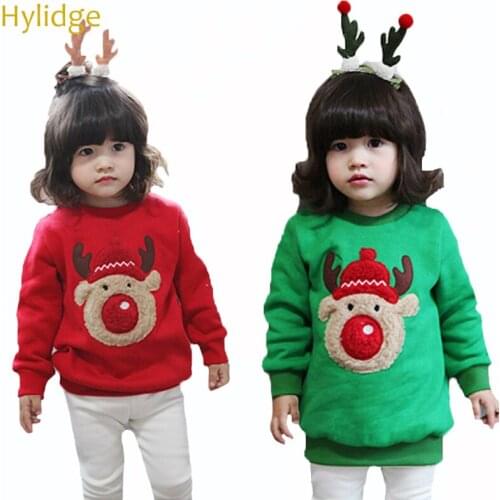 Hylidge Winter Warm Children Kids Pullover Sweatshirt Red Elk Christmas Boy Outfits Toddler Infant Girl Winter Clothes Pants Set