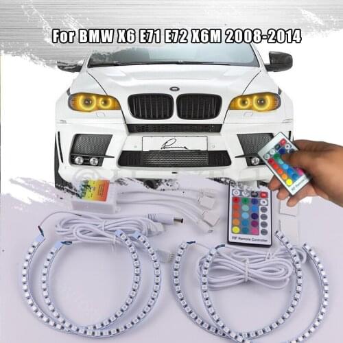 For BMW X6 E71 E72 X6M 2008-2014 RF Remote Multi-Color Ultra Bright RGB LED Angel Eyes Kit
