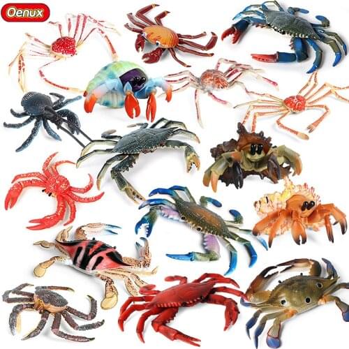Oenux Ocean Animals Simulation King Spider Hermit Crab Sea Life Model Figurines Action Figures Collection Toys For Kids Gift