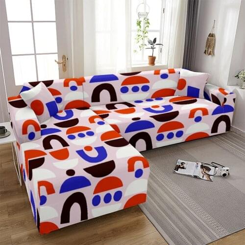 Geometric Patterns L Shape Sofa Covers for Living Room Sofa Protector Anti-dust Elastic Stretch Covers for Corner Sofa Cover