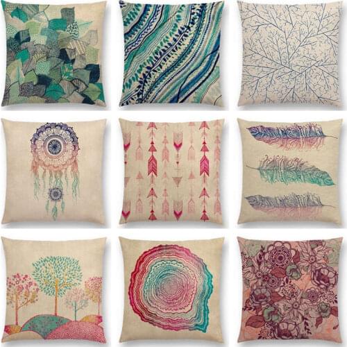 Hot Sale Tree Rings Ages Gorgeous Flower Beautiful Feather Dreamcatcher Soulful Branch Leaf Cushion Home Decor Sofa Throw Pillow