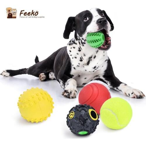 Feeko 5 PCS Dog Toys Squeak Interactive Ball Treat Dispenser Pets Rubber Pet Ball Toys For Dog Chew Dogs Accessories
