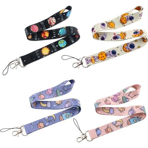 JF0095 Space Planets Cartoon Neck Strap Lanyard for Key ID Card Mobile Phone Straps USB Badge Holder Hang Rope Lariat Lanyards