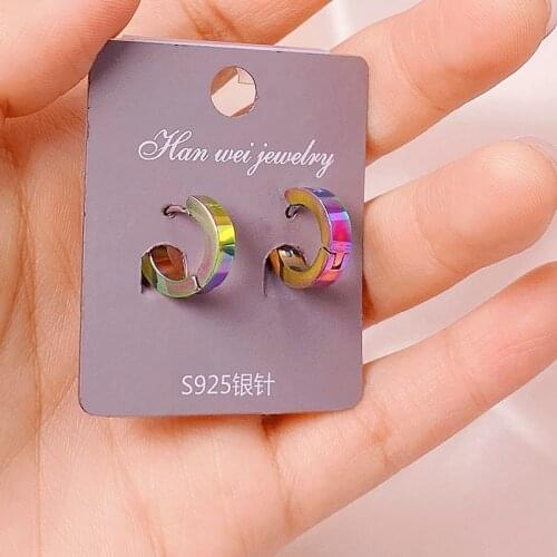 JUWANG 2021 New Vintage Punk Hoop Earrings Titanium Stainless Steel Earrings For Women Men Simplicity Fashion Jewelry Pendientes