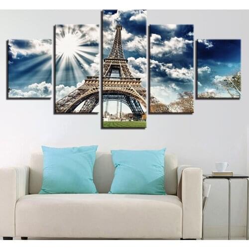 Tableau Art Canvas Printed Paintings Modular 5 Panel Sunrise Landscape Modern HD Posters Home Decor framework
