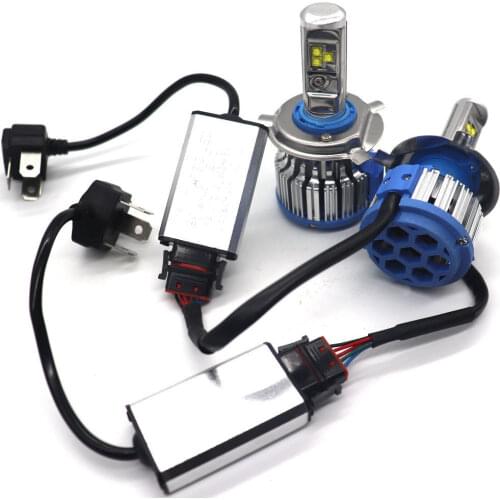 Fuleem 2PCS T1 H4 HB2 9003 H7 H11 H8 H9 Turbo LED Canbus Headlight Fog Conversion Kit Hi Lo 80w 6000k White Waterproof