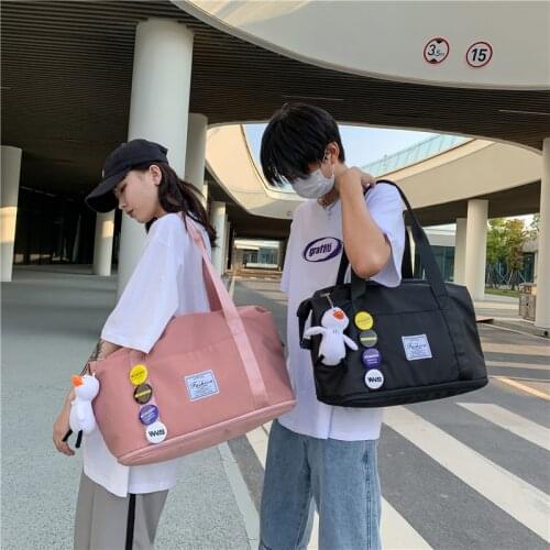 Summer Nylon Solid Color Fashion Womens Bag Large-capacity Waterproof And Anti-theft Travel Bags Cute Badge Pin Handbags