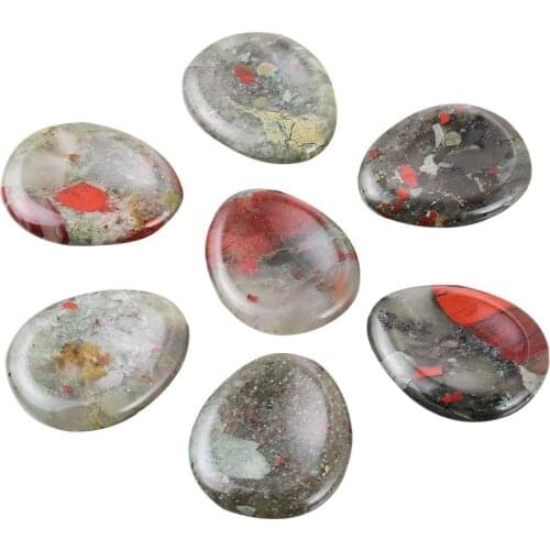 Thumb Worry Stone Eye Neck Care Massager Natural Blooded Jasper Chakra palm Stone Meditation Hot SPA Face GuaSha Massage Tool
