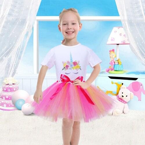 Adorable Rainbow Kids Girl Skirt Summer Tutu Costume Toddler Girl Clothes Tutu Skirt Princess Unicorn Tulle Skirt for Teenagers
