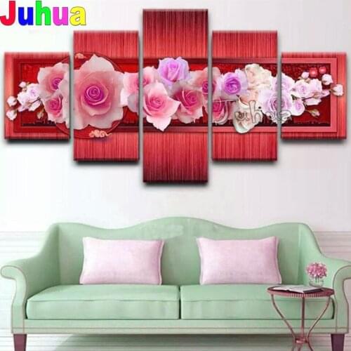 Multi painting 5d Diamond Painting Pink Red Rose flower 5 Pcs Diy diamond Art Picture Of rhinestone embroidery Diamond home Gift