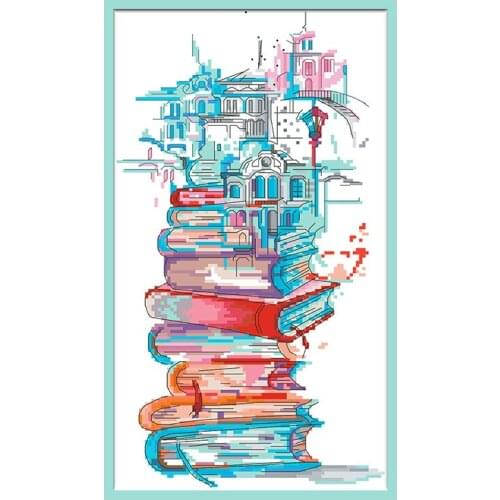 The City in The Book Counted Cross Stitch Kits Printed Canvas Embroidery Needlework Sets 11CT 14CT Diy Handmade Home Decorations