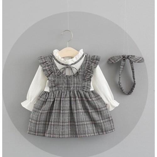 New Newborn Clothes 0-24M Autumn Infant Baby Party Dress Winter Baby Girls Princess Dress For Baby Girl Plaid Long Sleeve Dress