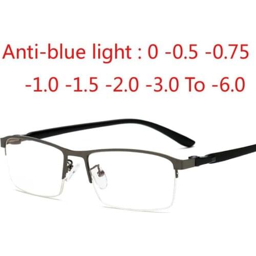 Half Frame Anti-blue light Nearsighted Glasses Resin Nearsight Woman Men Shortsighted Myopia Eyewear -1.0 -1.5 -2 -2.5 -3 -To -6