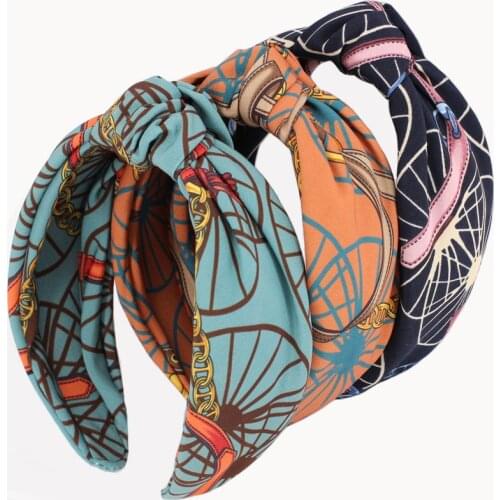 Wholesale Fashion Korean Print Wide Headband Women Winter Hair Ornaments Hairband for Teenagers