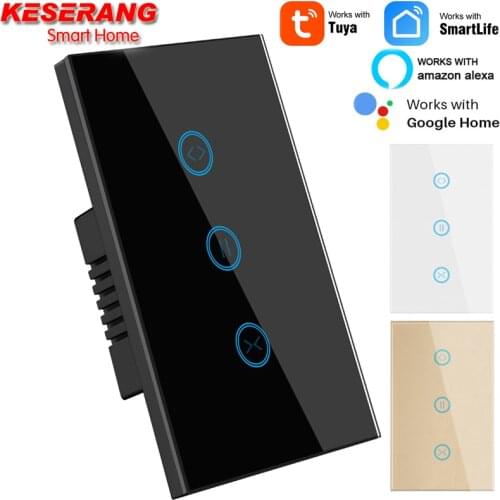 US Standard Smart Home Tuya Smart Life WiFi Curtain Switch for Electric Motorized Curtain Blind Roller Shutter Voice Control
