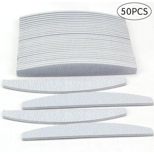 50Pcs Professional Nail File 100/180 Manicure Half Moon Sandpaper Gel Nail Sanding Grinding Polishing Pedicure Nails Accessoires