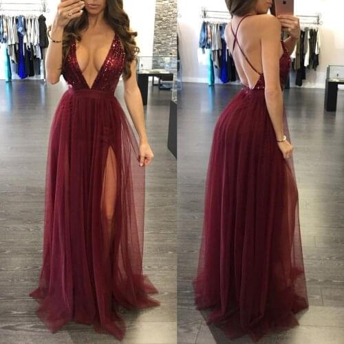 HYGGE Floor Length 2020 V Neck Backless Summer Dress Women Sexy Mesh Maxi Long Dress Vintage Sequin Party Dresses Vestidos