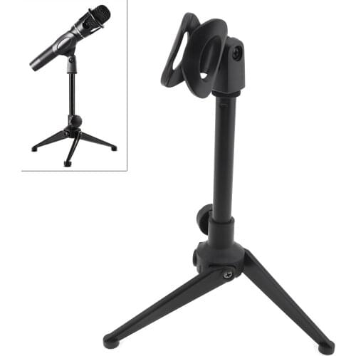 Portable Table Recording Microphone Holder Compact Microphone Tripod Stand Three-Legged Holder with Clamp 180° Rotation Angle