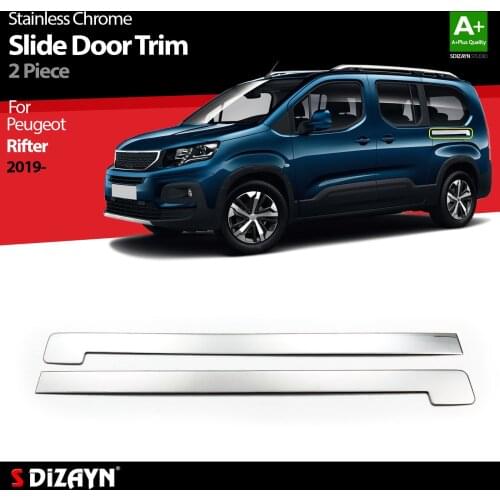 For Peugeot Rifter Chrome Sliding Door Trim Stainless Steel 2 Pcs Exterior Car Accessories Parts Auto Products Stickers Styling