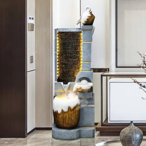 TT Modern Simple Loop Water Fountain Lucky Decoration Home Living Room Entrance Aisle Decoration Decoration