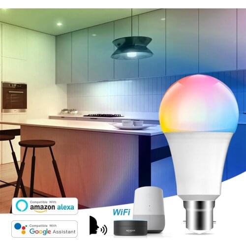 Alexa Smart Bulb B22 LED Lamp WiFi Dimmable Light 100~240V RGB Warm Cool White Color Change Google Home Set Time Remote Control