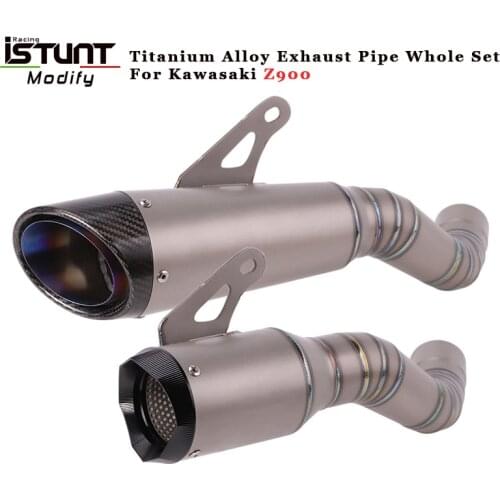 Titanium Alloy Motorcycle Exhaust Full System Escape Modified Mid Link Pipe+Muffler Pipe Whole Set For Kawasaki Z900